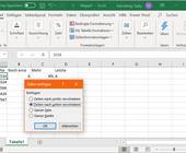 Screenshot Excel mit Rückfrage beim Einfügen von Zellen