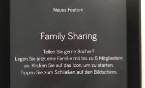 Screenshot Family Sharing auf einem E-Reader 