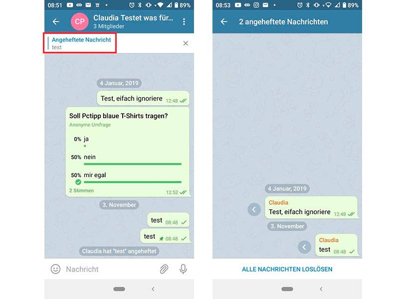 Telegram Mehrere Nachrichten anheften so gehts pctipp.ch