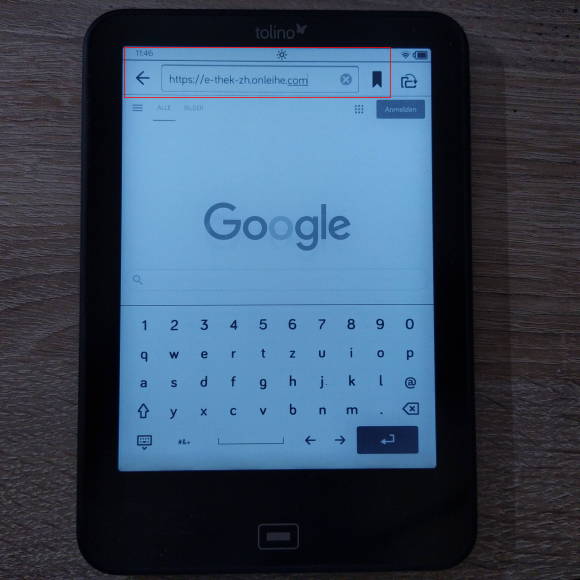 Der Webbrowser auf einem Tolino E-Reader