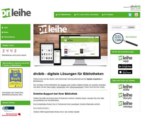 Die Onleihe-Webseite