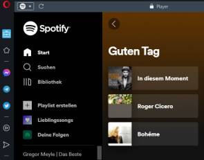 Opera: Angemeldet in Spotify