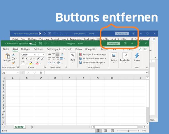 Buttons «Anmelden» in den Office-Titelleisten 