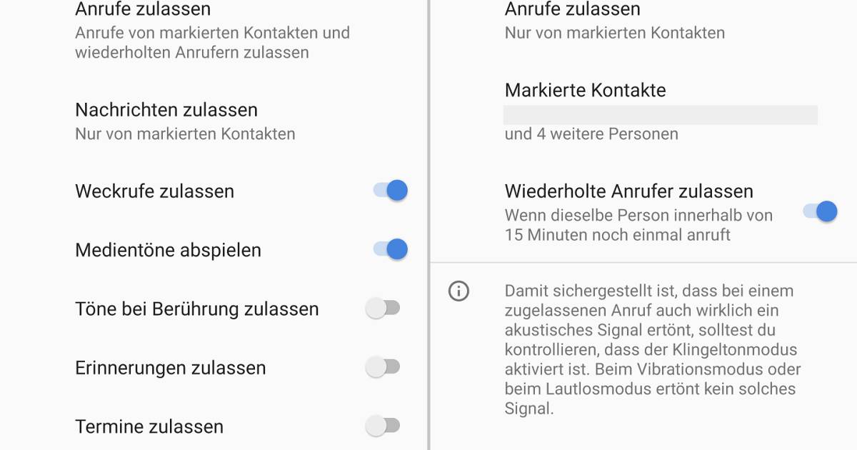 Android: Favoriten-Kontakte können mich bei «Bitte nicht stören