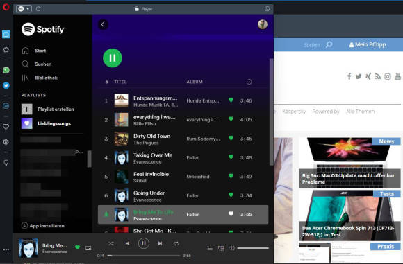 Spotify in Opera