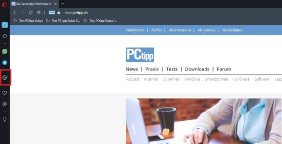 Opera: Musikplayer in der Seitenleiste links