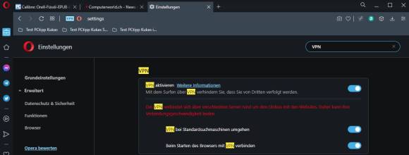VPN-Einstellungen in Opera für den Desktop