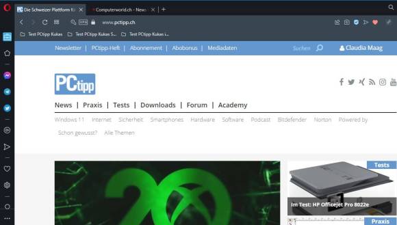 Screenshot Opera-Browser auf dem Desktop 