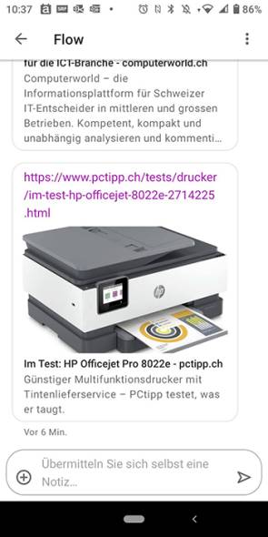 Opera Flow auf einem Android-Gerät