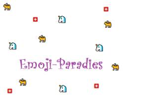 Einige Emojis und in violetter Schnörkelschrift: Emoji-Paradies 