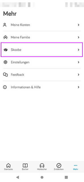 Skoobe-Bereich in der Tolino-App