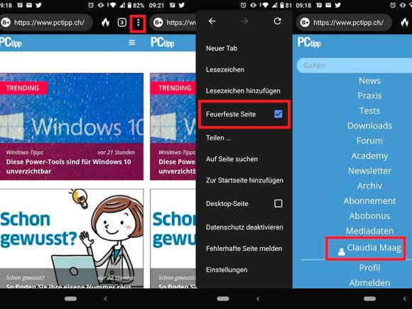Screenshots aus der DuckDuckGo-App 