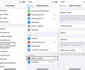 Screenshots der betroffenen Einstellungen