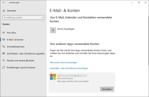 Screenshot Windows-Konto-Einstellungen 