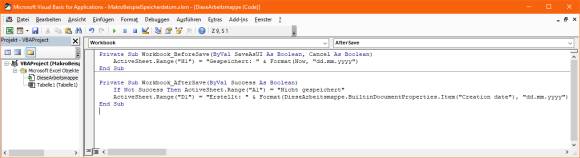 Der Makrocode im VBA-Editor