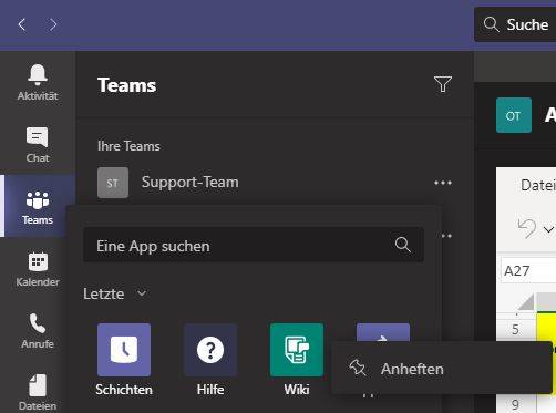 Apps anpinnen