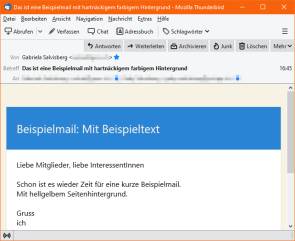 Screenshot Mail mit hellgelbem Hintergrund 