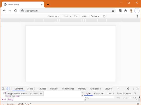 Screenshot Chrome mit Geräte-Emulation