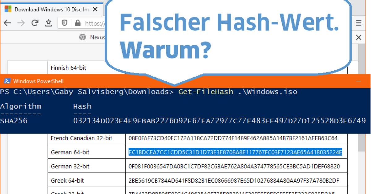 Windows 10 Warum ist der HashWert meiner Windows.isoDatei «falsch
