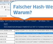 Screenshots richtiger und falscher Hash-Wert