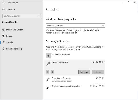 Screenshot Einstellungen-Fenster