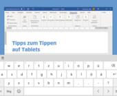 Bildschirmtastatur und Überschrift Tipps zum Tippen auf Tablets