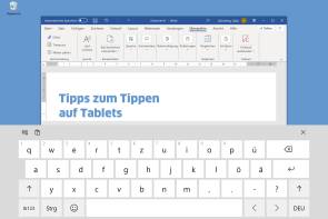 Bildschirmtastatur und Überschrift Tipps zum Tippen auf Tablets 