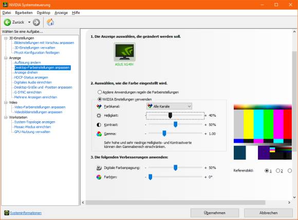 Screenshot Nvidia Systemsteuerung