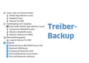 Screenshot aus Gerätemanager mit Titel Treiber-Backup 