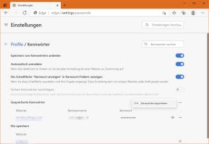 Screenshot Passwort-Export aus Edge