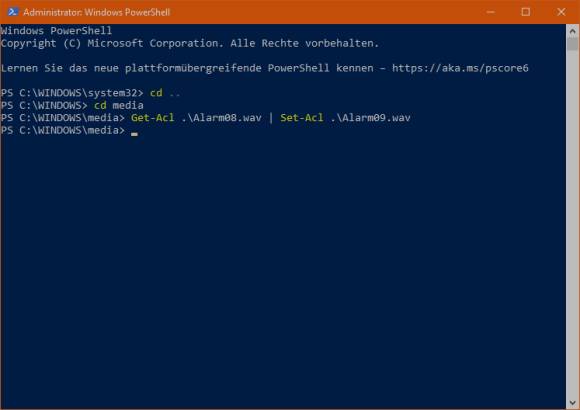 Screenshot PowerShell-Konsolenfenster