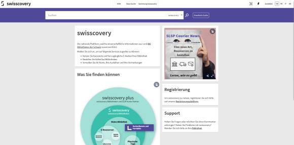 Swisscovery-Webseite