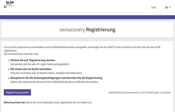 Registrierung bei Swisscovery