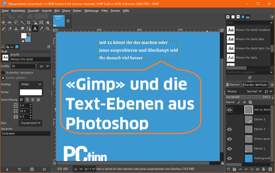 Gimp Lasst Sich Text In Photoshop Dateien Bearbeiten Pctipp Ch
