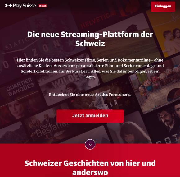 Das Play Suisse Portal der SRG
