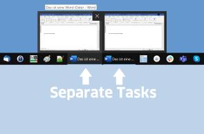 Screenshot separate Tasks in der Taskleiste 