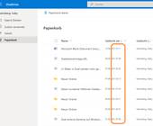 Screenshot OneDrive-Papierkorb mit falschen Zeitangaben