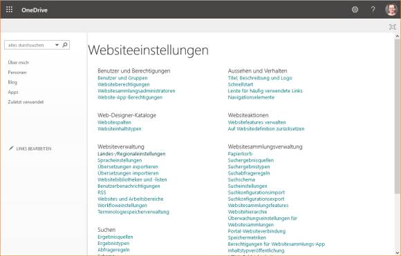 Screenshot herkömmliche OneDrive-Einstellungen