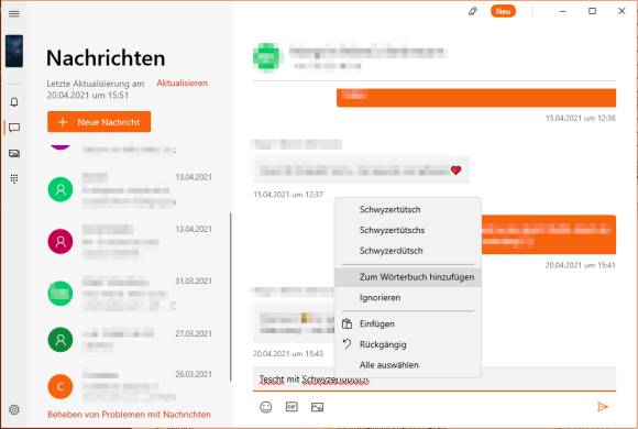 Screenshot SMS in der Ihr-Smartphone-App 