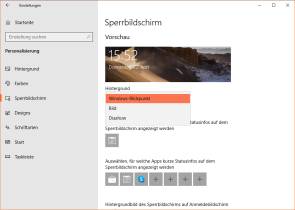Screenshot Windows-Blickpunkt-Einstellungen 