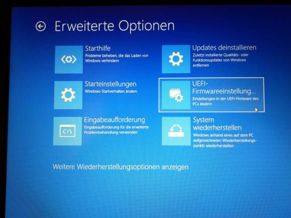 Screenshot Befehl für UEFI-Aufruf