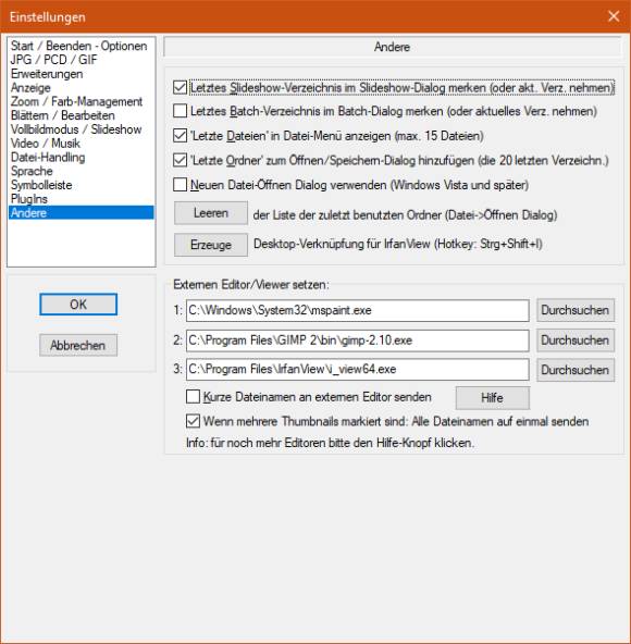 IrfanView-Einstellungen