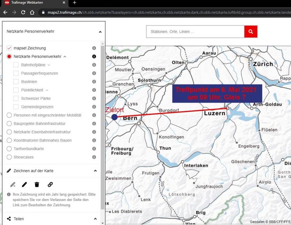 trafimage reiseroute zeichnen so gehts mit der sbb kartenplattform pctipp ch