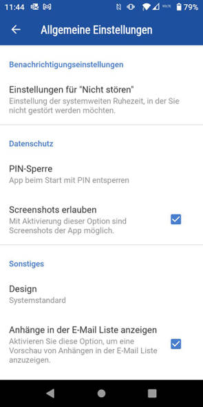 Screenshot aus der GMX-Mail-App