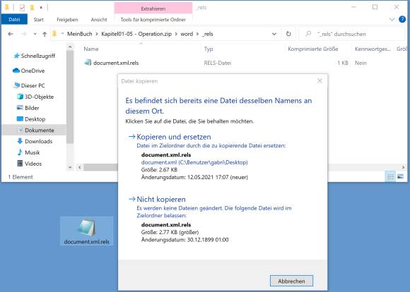 Screenshot Kopieren-Dialog im Datei-Explorer