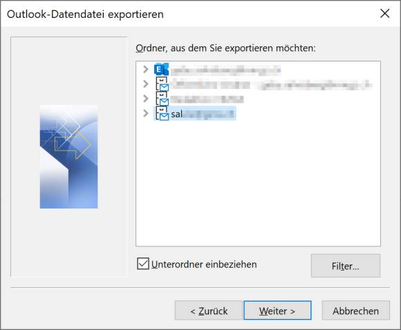 Screenshot des Export-Dialogs