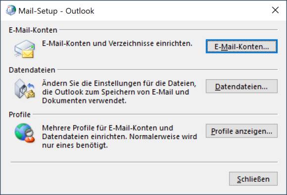 Screenshot Mail-Setup-Fenster
