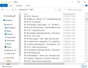 Screenshot Ordner mit zufällig sortierten MP3-Dateien 