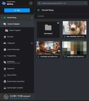 Screenshot von Fotos in kDrive 