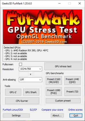 Screenshot FurMark GPU-Stresstest 